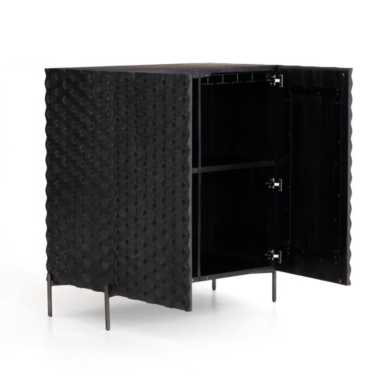 Raffael Black Carved Wood Bar Cabinet with Storage - image 4 of 12