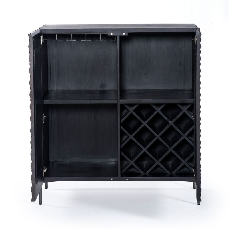 Raffael Black Carved Wood Bar Cabinet with Storage - image 3 of 12