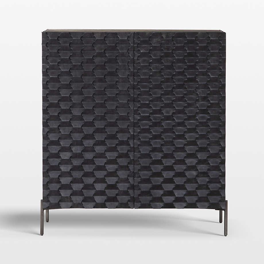 Raffael Black Carved Wood Bar with Storage + Reviews Crate