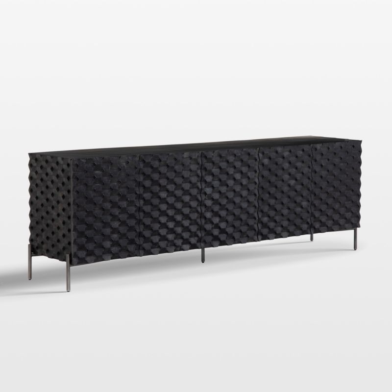 Raffael Black Carved Wood Storage Media Console - image 3 of 12