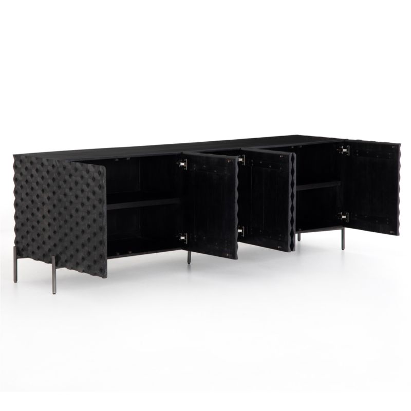 Raffael Black Carved Wood Storage Media Console - image 4 of 12