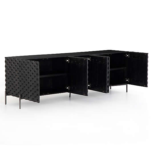 Raffael Black Carved Wood Storage Media Console