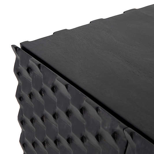 Raffael 82" Black Carved Wood Storage Media Console