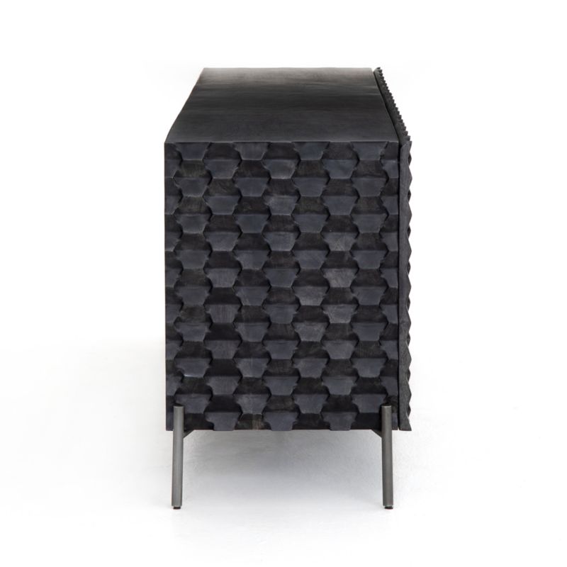 Raffael Black Carved Wood Storage Media Console - image 5 of 12