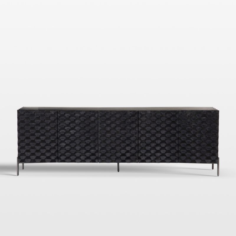 Raffael Black Carved Wood Storage Media Console - image 0 of 12