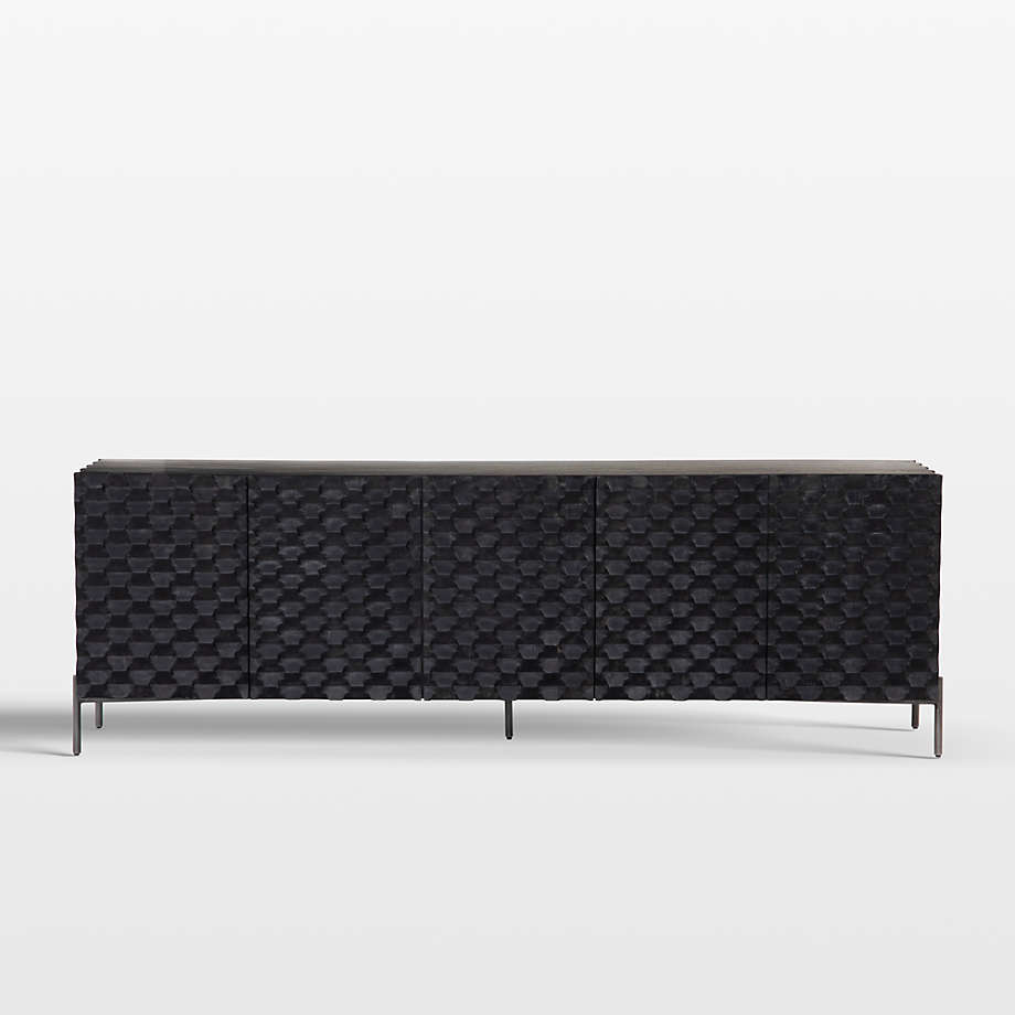 Raffael Black Carved Wood Storage Media Console + Reviews Crate