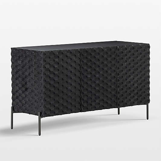 Raffael 49.5" Black Carved Wood Storage Media Console