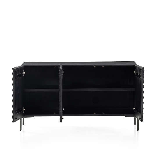 Raffael Small Black Carved Wood Storage Media Console