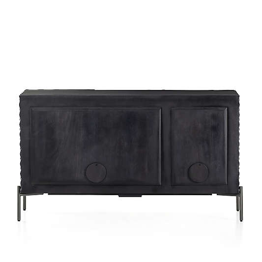 Raffael Small Black Carved Wood Storage Media Console