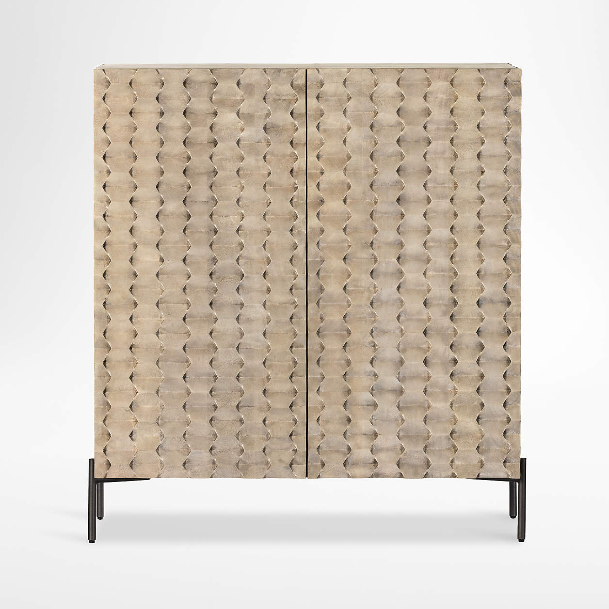 Raffael Grey Wash Wood Bar with Storage Crate & Barrel