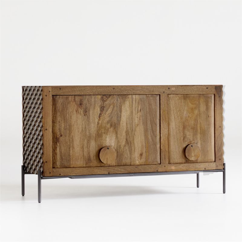 Raffael Carved Wood Storage Media Console