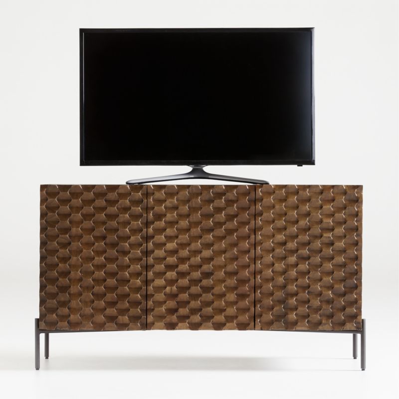 Raffael Carved Wood Storage Media Console