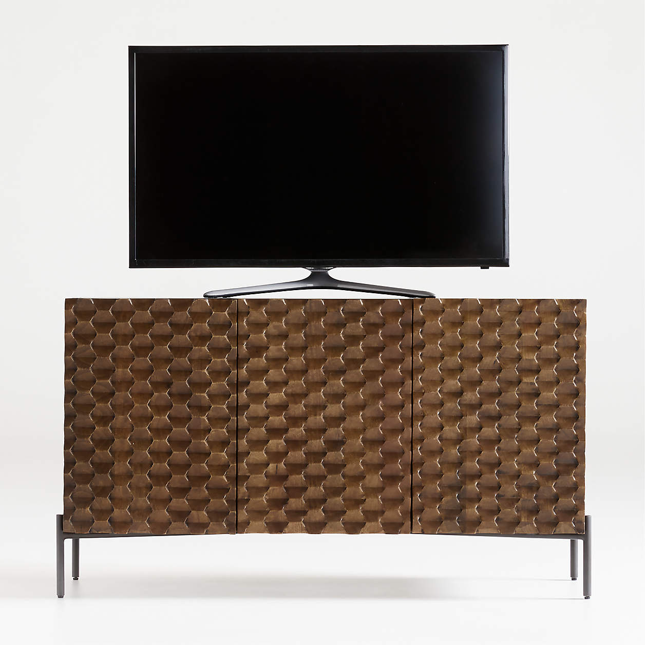 Raffael Small Carved Wood Media ConsoleTV Stand with Storage + Reviews 