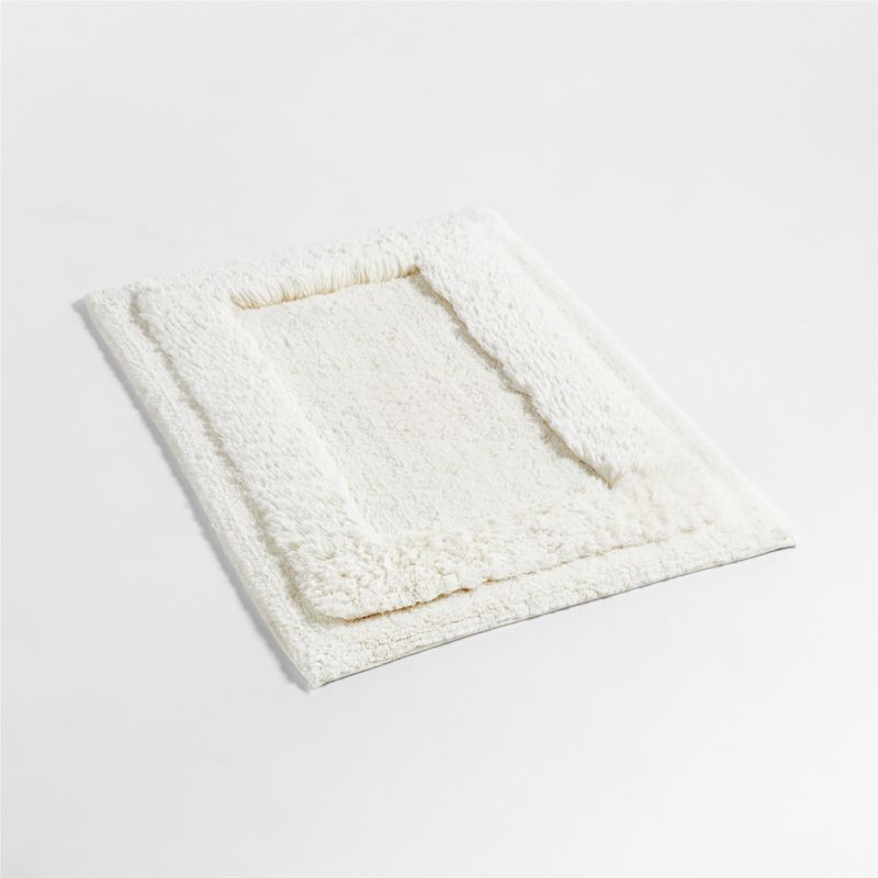 Raffee White Fluffy Cotton Bath Mat