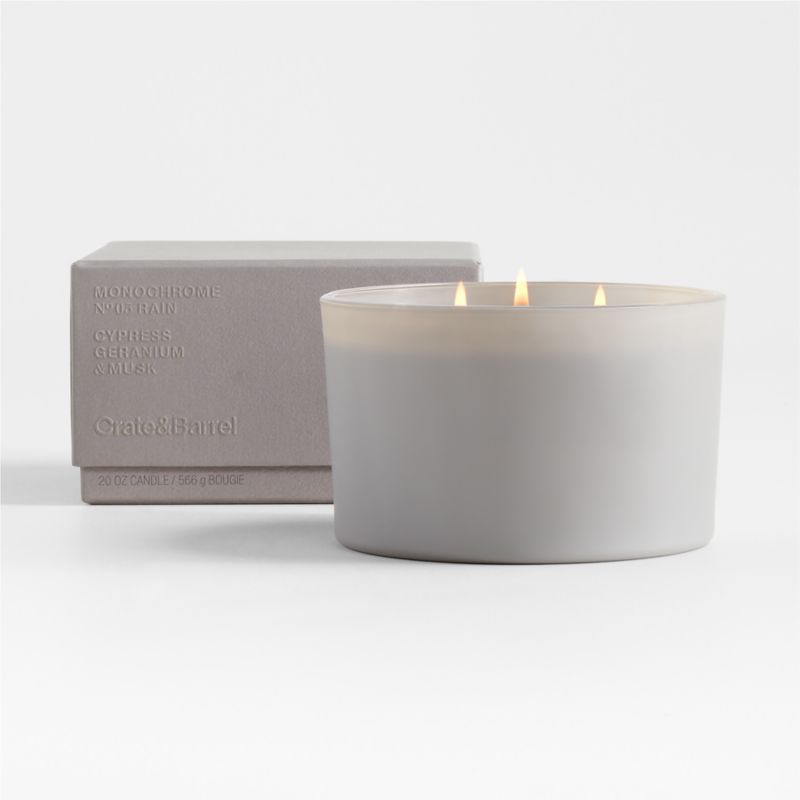 Monochrome No. 5 Rain 3-Wick Scented Candle - Cypress, Geranium and Musk - image 0 of 10