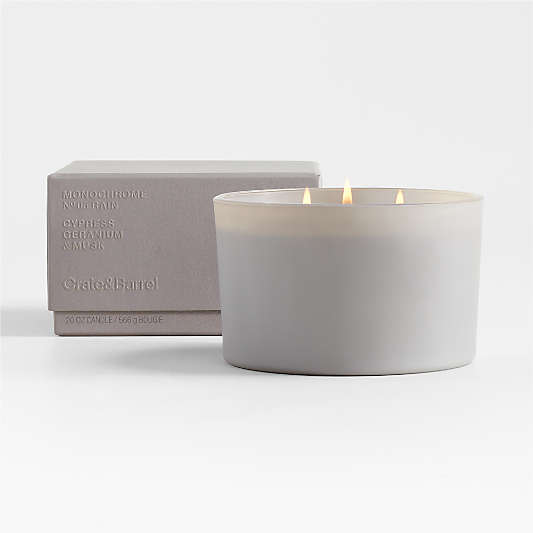 Monochrome No. 5 Rain 3-Wick Scented Candle - Cypress, Geranium and Musk