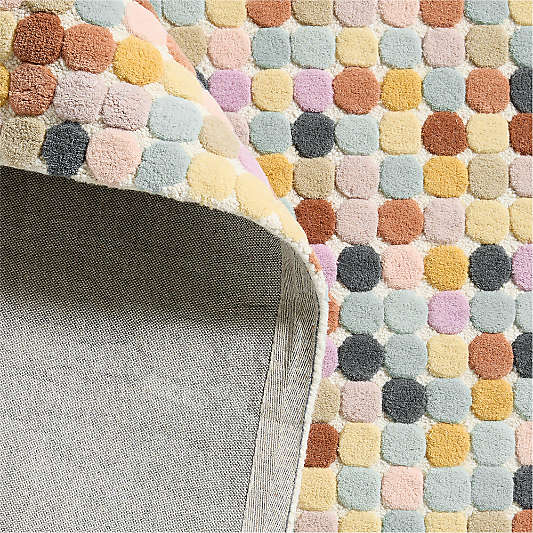 Rainbow Dot Wool Kids Area Rug 6'x9'