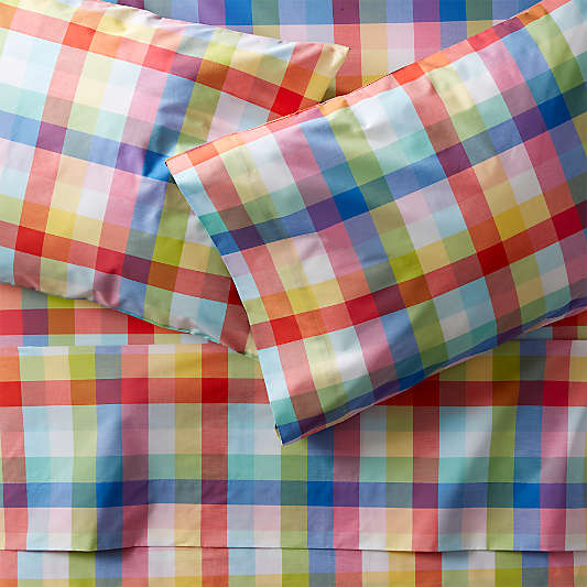 Organic Rainbow Plaid Full Sheet Set