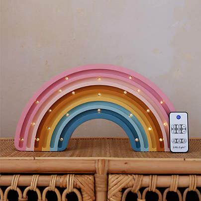 Little Lights Retro Rainbow Kids Wood Table Lamp