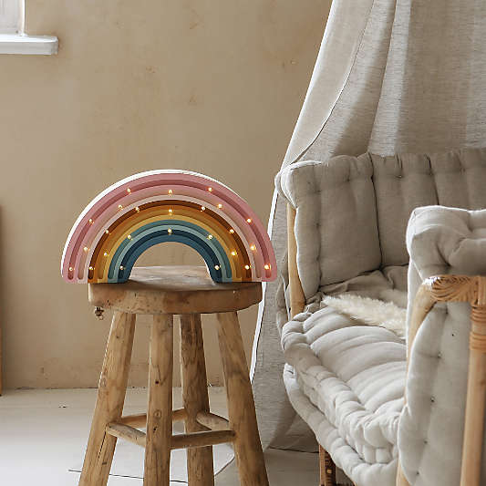 Little Lights Retro Rainbow Kids Wood Table Lamp