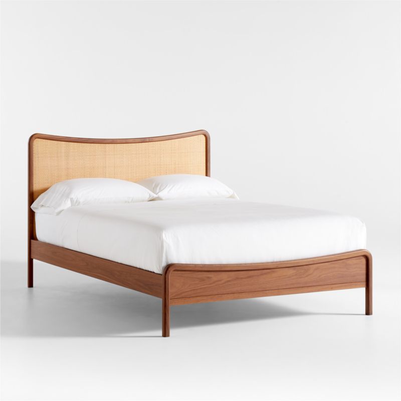 Rainey Walnut Wood and Natural Cane Kids Full Bed - image 0 of 11