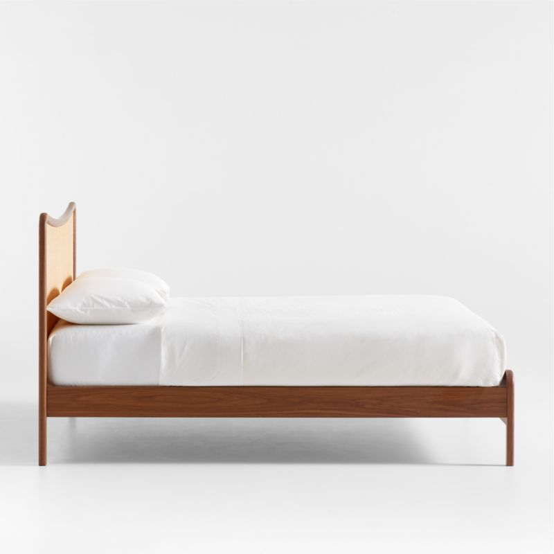 Rainey Walnut Wood and Natural Cane Kids Full Bed - image 11 of 11