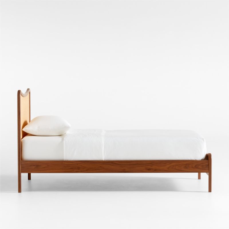 Rainey Walnut Wood and Natural Cane Kids Twin Bed