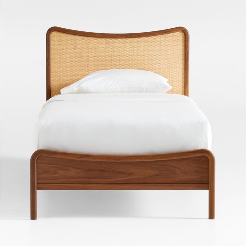 Rainey Walnut Wood and Natural Cane Kids Twin Bed