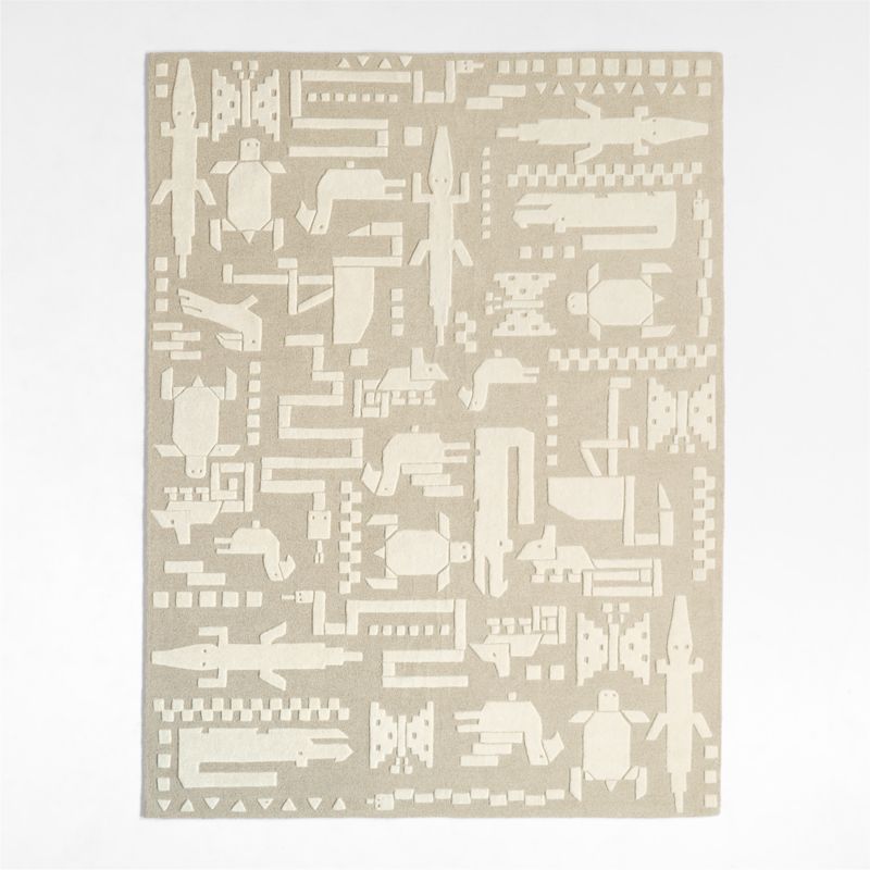 Rainforest Off-White Hand-Tufted Wool Kids Area Rug 8'x10' - image 0 of 4