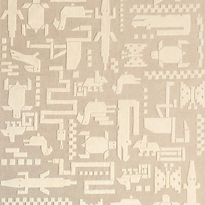 Rainforest Off-White Hand Tufted Wool Kids 12"x18" Rug Swatch