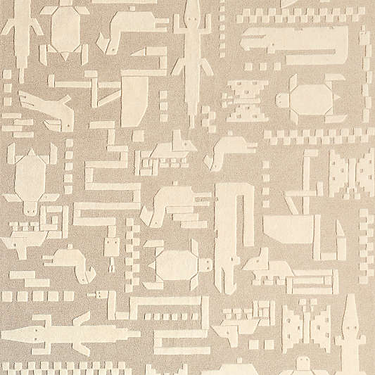 Rainforest Off-White Hand-Tufted Wool Kids Area Rug 6'x9'