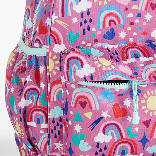 Rainy Rainbows Large Kids Backpack with Side Pockets