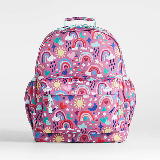 Rainy Rainbows Large Kids Backpack with Side Pockets