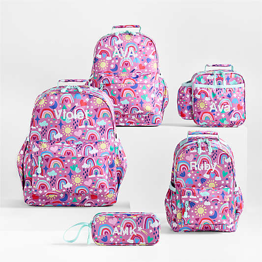 Rainy Rainbows Large Kids Backpack with Side Pockets