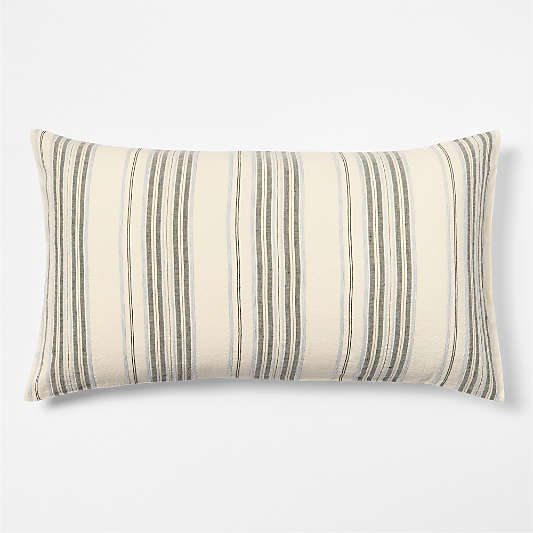 Raised Stripe Organic Cotton Linen Shadow Sage Green and Mist Blue King Bed Pillow Sham