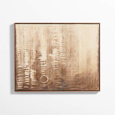 "Raku" by Edward View Brown Hand-Painted Canvas Textural 40"x50" Wall Art