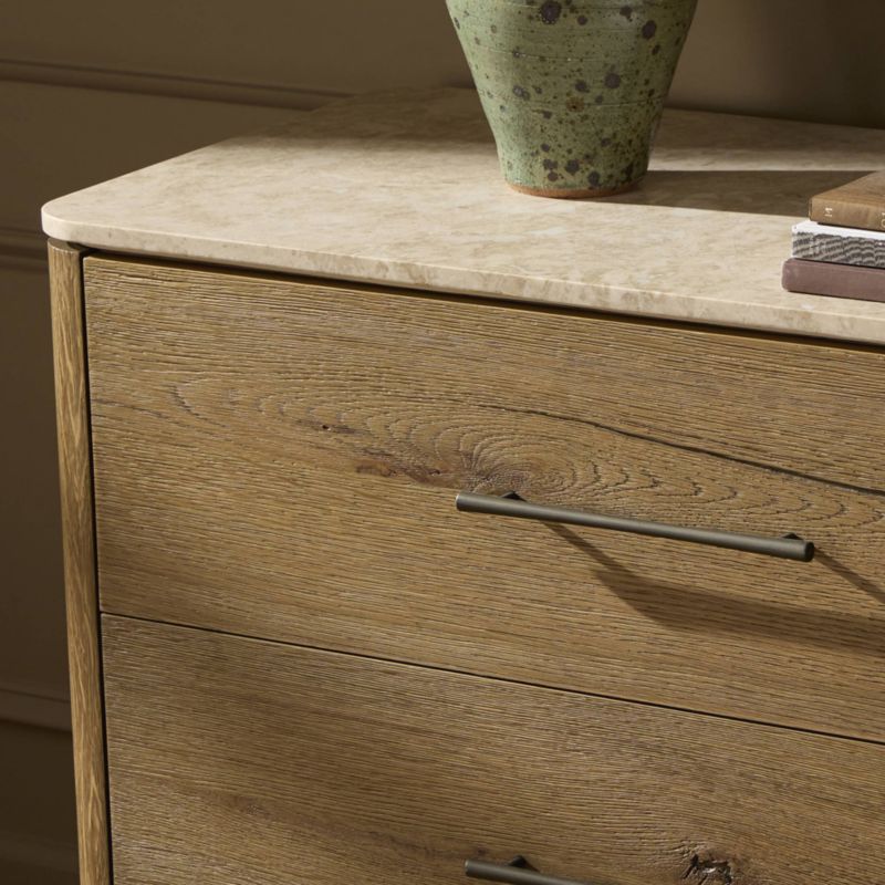 Raleigh 72" Oak Wood and Marble 6-Drawer Dresser - image 2 of 11