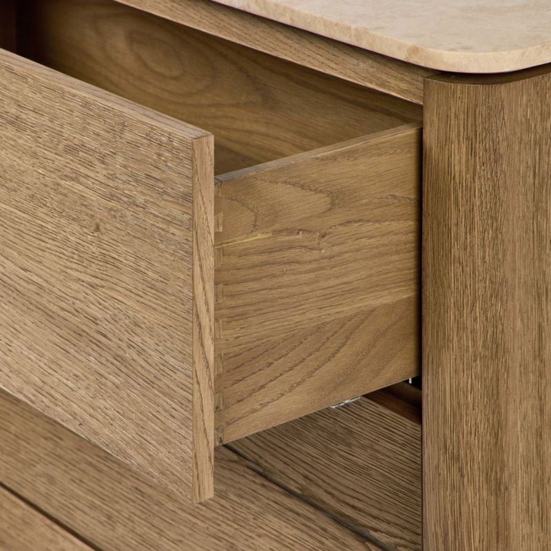 Raleigh 72" Oak Wood and Marble 6-Drawer Dresser - image 8 of 11