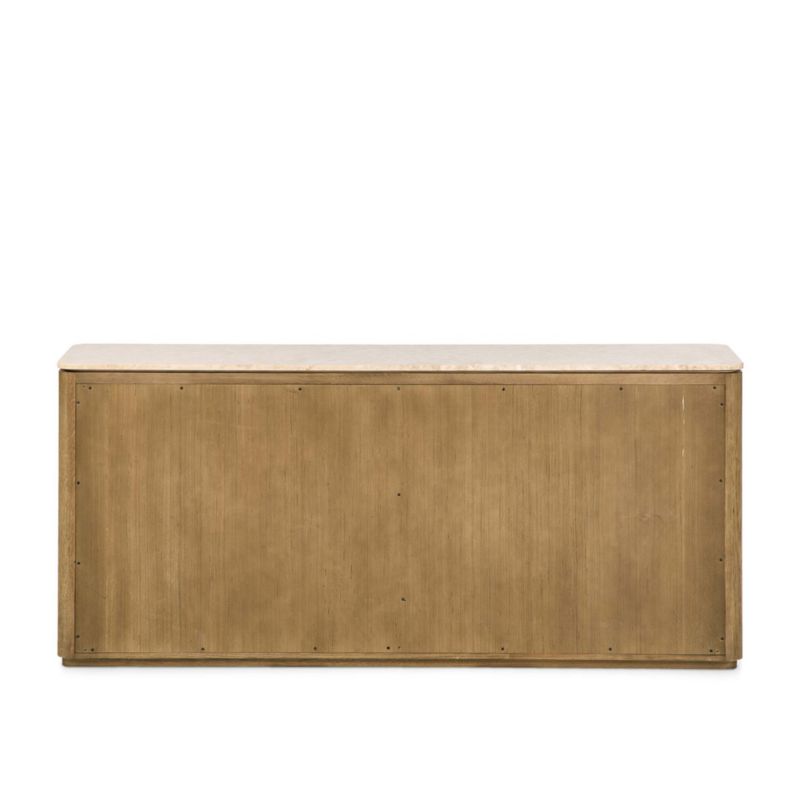 Raleigh 72" Oak Wood and Marble 6-Drawer Dresser - image 6 of 11