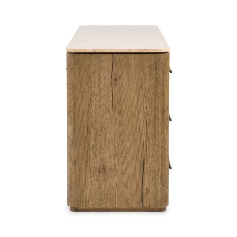 Raleigh 72" Oak Wood and Marble 6-Drawer Dresser - image 5 of 11