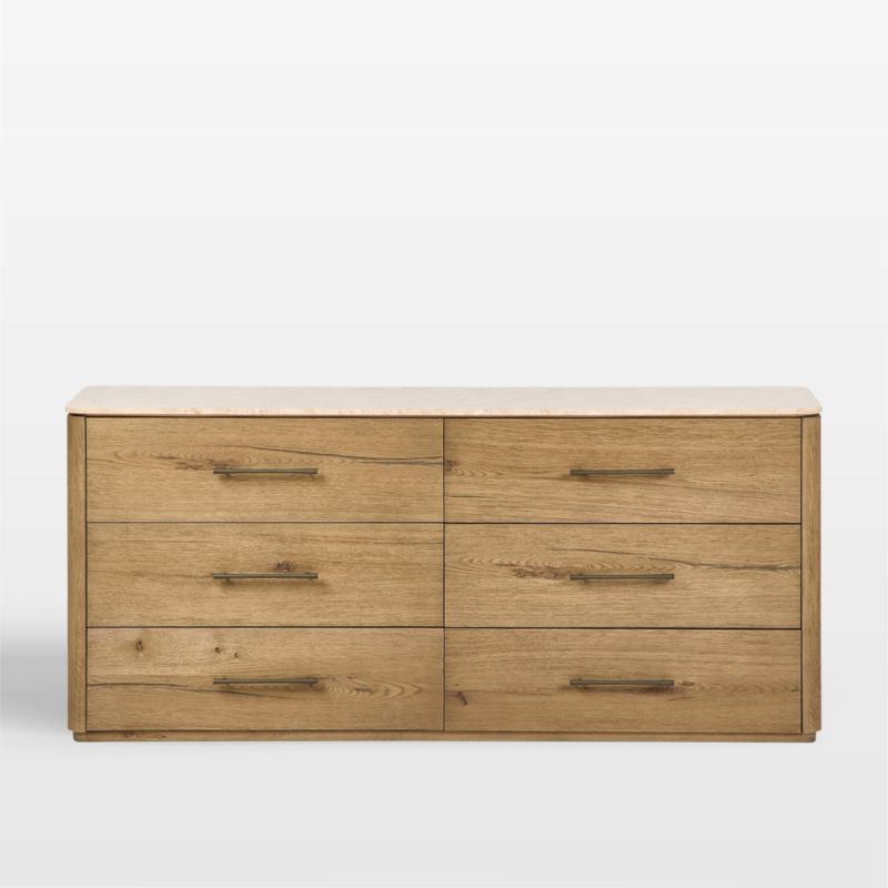 Viewing product image Raleigh 72" Oak Wood and Marble 6-Drawer Dresser - image 1 of 11