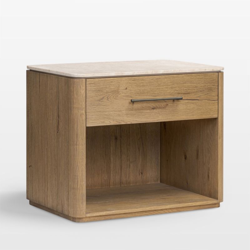 Raleigh 30" Oak Wood and Marble Nightstand - image 3 of 12