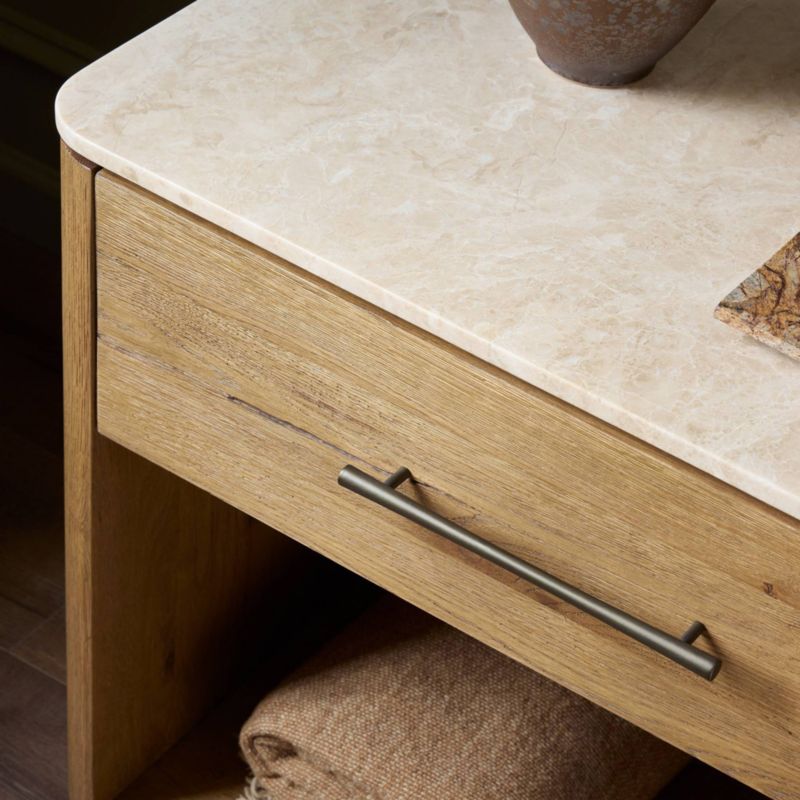 Raleigh 30" Oak Wood and Marble Nightstand - image 2 of 12