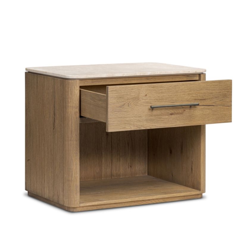 Raleigh 30" Oak Wood and Marble Nightstand - image 4 of 12