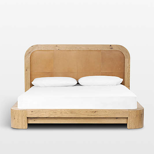 Rane Leather and Oak Wood Bed