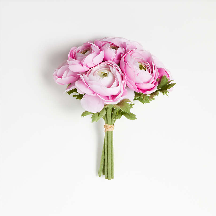 Pink Faux Ranunculus Bunch, Set of 8 | Crate & Barrel