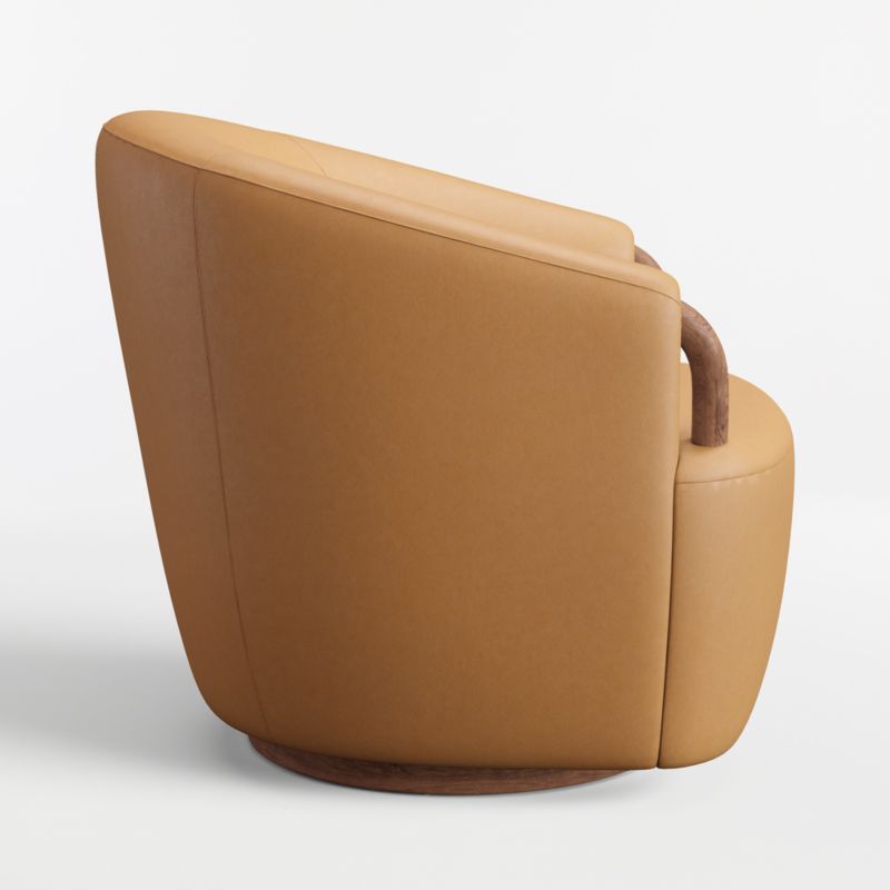 Rapallo Wood Leather Swivel Accent Chair - image 4 of 6