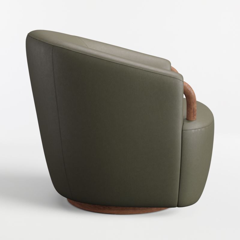 Rapallo Wood Leather Swivel Accent Chair - image 4 of 6