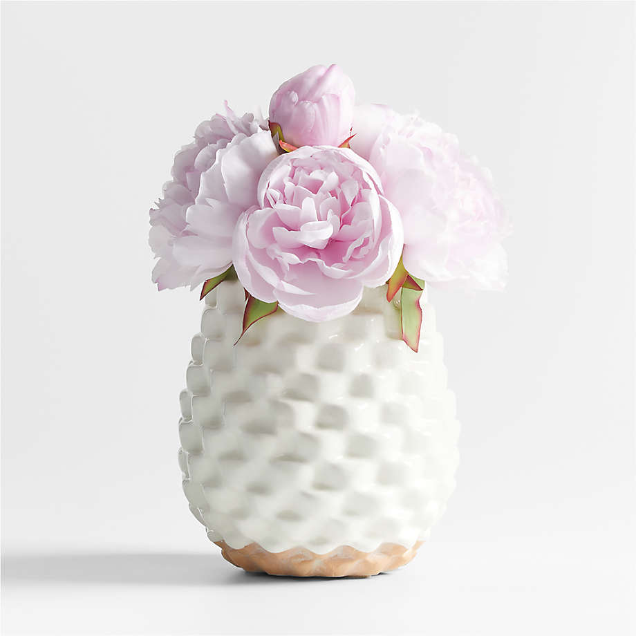 Pink Peony Faux Floral Arrangement in Rati Vase + Reviews Crate & Barrel