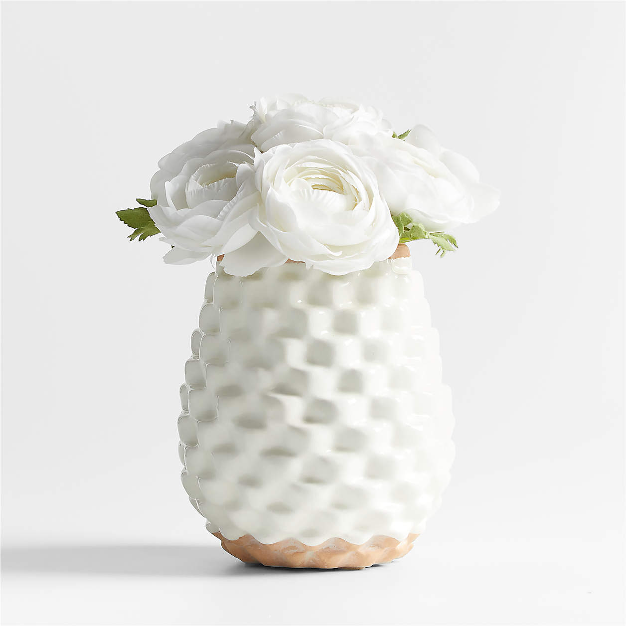 White Ranunculus Faux Floral Arrangement in Rati Vase Crate & Barrel